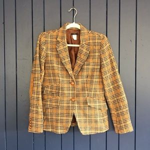 J. Crew Houndstooth Blazer w/ Suede Elbow Patches